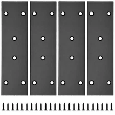 4Pcs Flat Straight Brace Brackets Stainless Steel, Black Fixing Mending Joining
