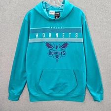 Charlotte Hornets Men Sweatshirt Medium Blue Logo UNK Hoodie Fleece Pullover