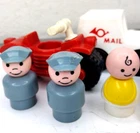 Vintage 1980s Fisher Price Little People Toys Mail Truck Motorcycle 6-Pc USA