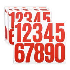 5 Sheets Vinyl House Numbers 3 Inch Self-Adhesive Number Stickers, Red