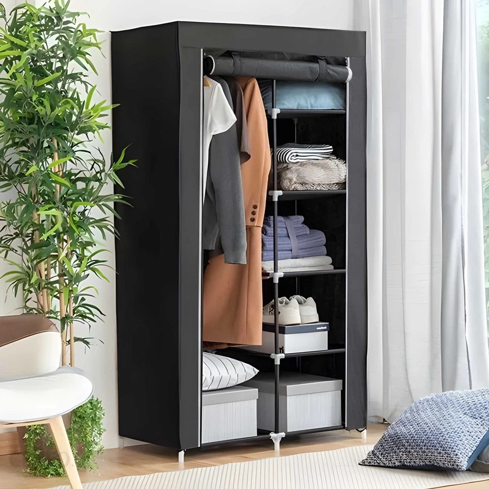 Mobiler Stoffschrank Textil Gaderobe Textilschrank Kleiderschrank Camping Retoo - Bild 3 von 4