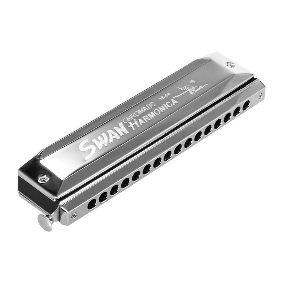 Swan SW-1664 16 Holes Chromatic Harmonica C Key 64 Tones Mouth Organ Silver Z8B7 - Image 2 of 4