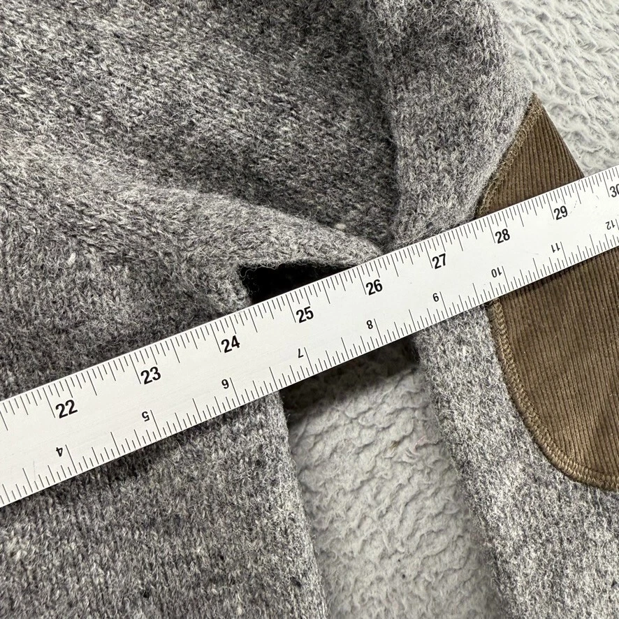 LL Bean Sweater Men's XL Gray 1/2 Zip Pullover Ragg Wool Elbow Patches 285327 - Image 4 of 4