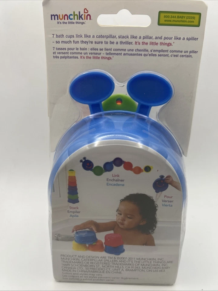 Munchkin Caterpillar Spillers Bath Toy - Developmental Play Cups - New A2 - Image 2 of 4