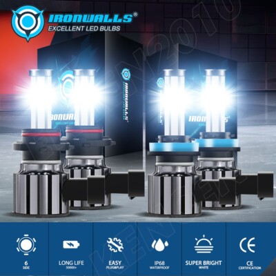 6Side H11 9005 LED Headlight High Low Beam White for Honda Accord 2013 2014 2015