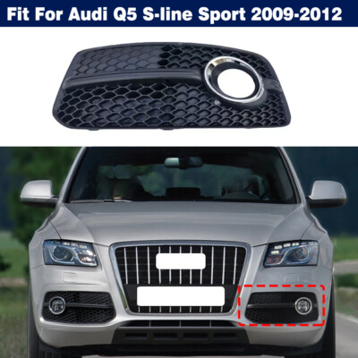 Fit For 2009-2012 Audi Q5 W/O S-Line Pkg Fog Light Cover Grill Gloss Black NEW