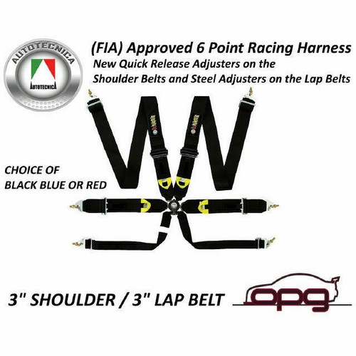 Monza Racing Harnesses 6 Point 3in Shoulder 3in Lap FIA / Cams Approved  - Imagen 1 de 6