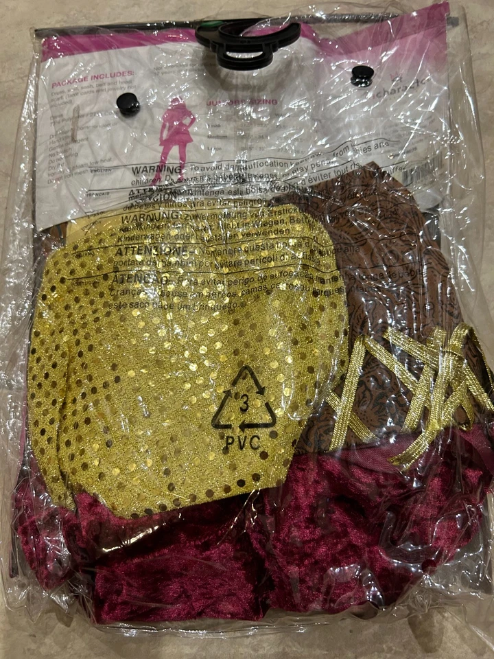 Disfraz Gitano Vestido Cinturón Bufanda Faja Rojo NUEVO Embalaje al por menor Juniors L Grande Foto 2 de 3