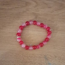 Handmade Glittery Magenta Pink Glass Beaded  Braclet