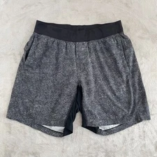 Lululemon T.H.E. Short Men Large Linerless 7" White Noise Alpine White Black