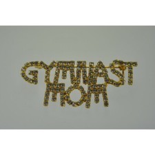 Gymnast Mom Pin with Rhinestones, NEW