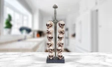 12"H Skull Stack with Sword Statue Halloween Figurine Home Decor Unique Gift