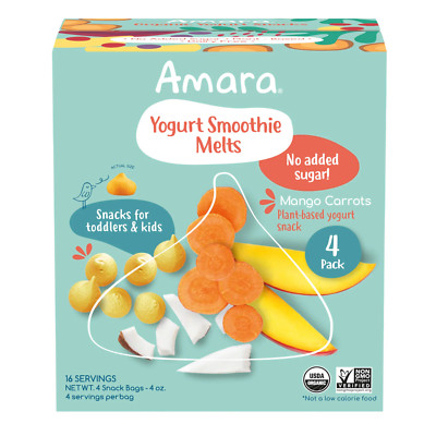 Amara Organic Dried Fruit Smoothie Yogurt Melts 4 (1 oz.) Bags Per Box