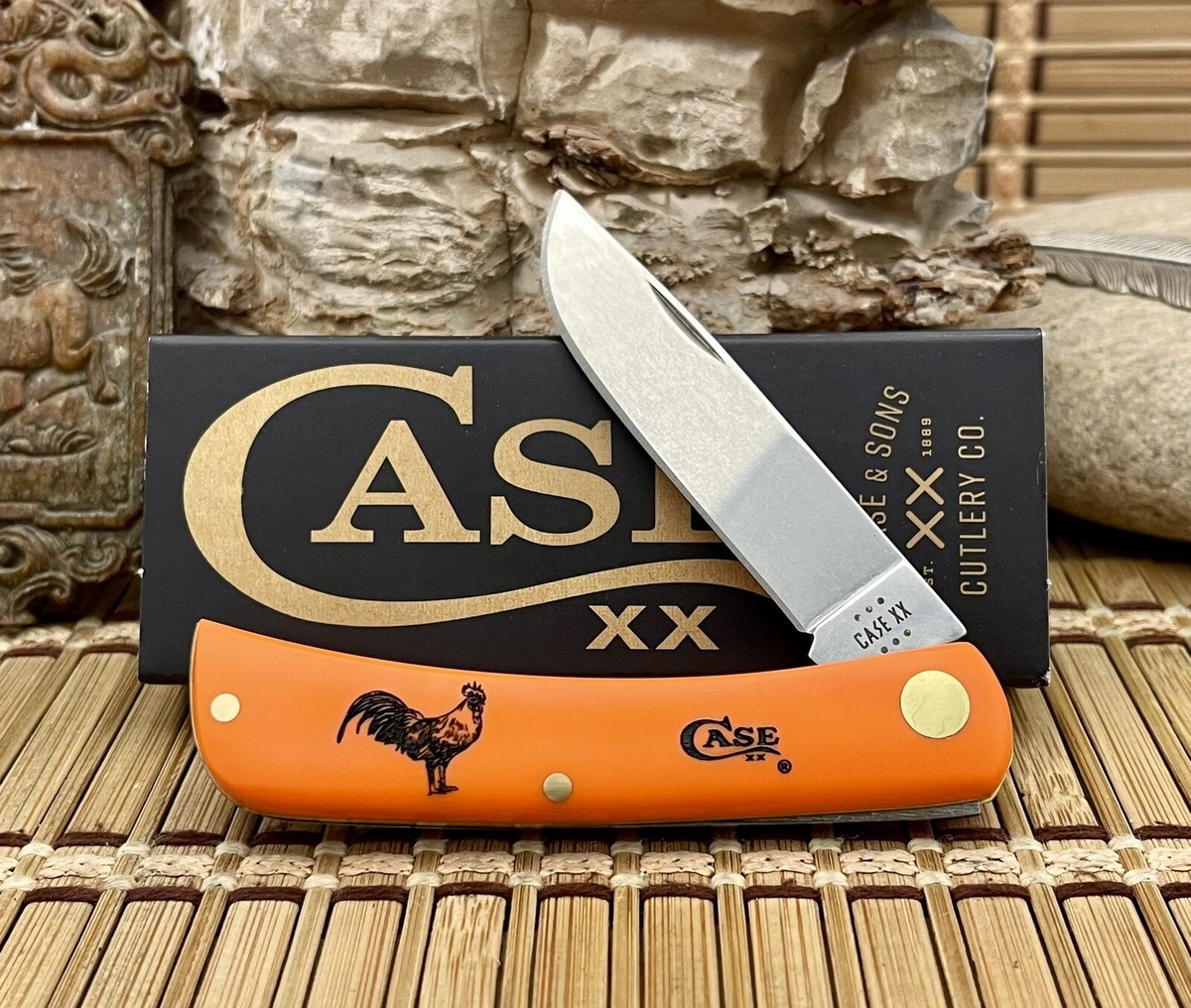 Case XX USA 2024 Smooth Orange ROOSTER Stainless Sod Buster Jr