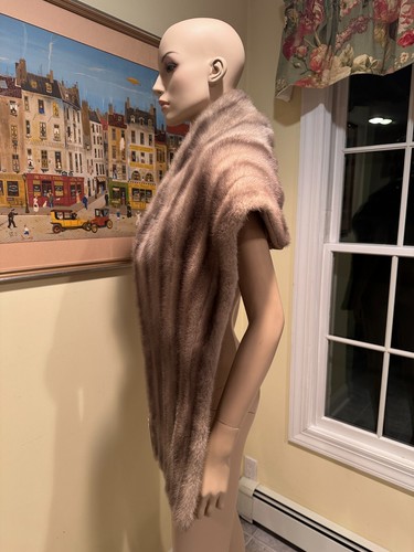 Oversized 68"-15" Sapphire Blue Iris Mink Real FUR STOLE WRAP Shawl SHRUG Bridal - Picture 3 of 9