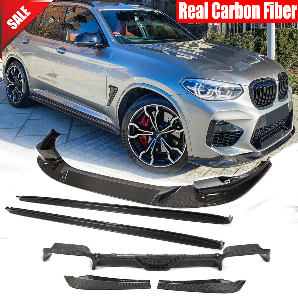 For BMW X3M F97 Real Carbon Rear Bumper Diffuser Front Lip Side