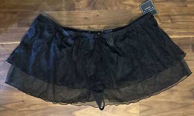 Seductive Wear Cinema Etoile Lace Sheer  Panties Thong Skirt Black Sz 18 Vtg