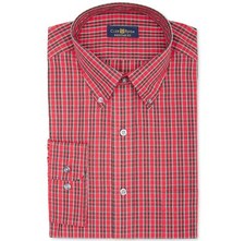  93 Club Room Men Regular-Fit White Red Check Long-Sleeve Dress Shirt 15.5 34/35