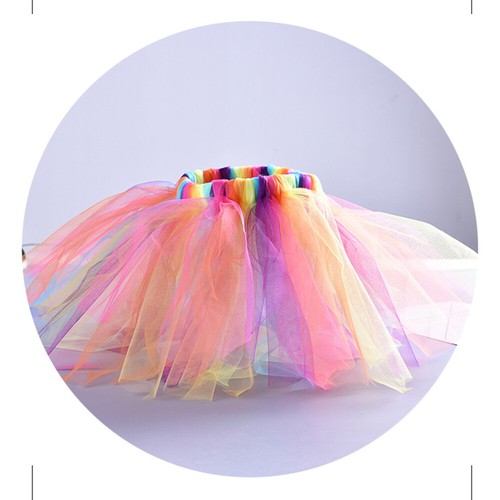 Children Rainbow Color Tutu Skirt Dress Unicorn Headwear Skirt Set for Girls - Picture 9 of 12