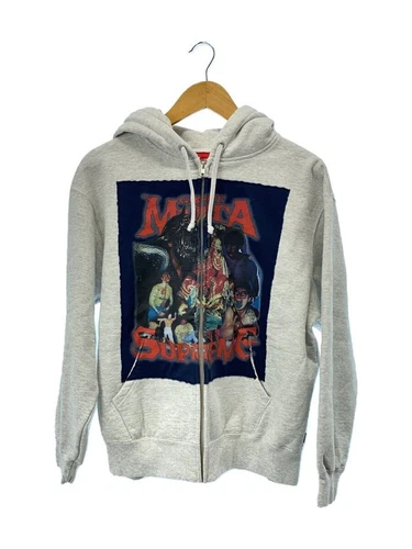 Supreme Felpa con Cappuccio Zip S Cotone Grigio Usata