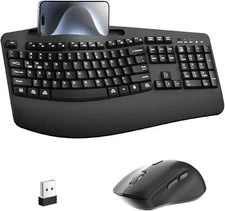 Wireless Keyboard & Mouse Combo 2.4G Ergonomic, Silent, for Windows & Mac