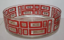 Mid Century Modern Red Gold Atomic Jeanette Bowl