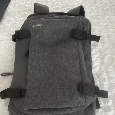 tomtoc Padded Gray Polyester Backpack , Solid