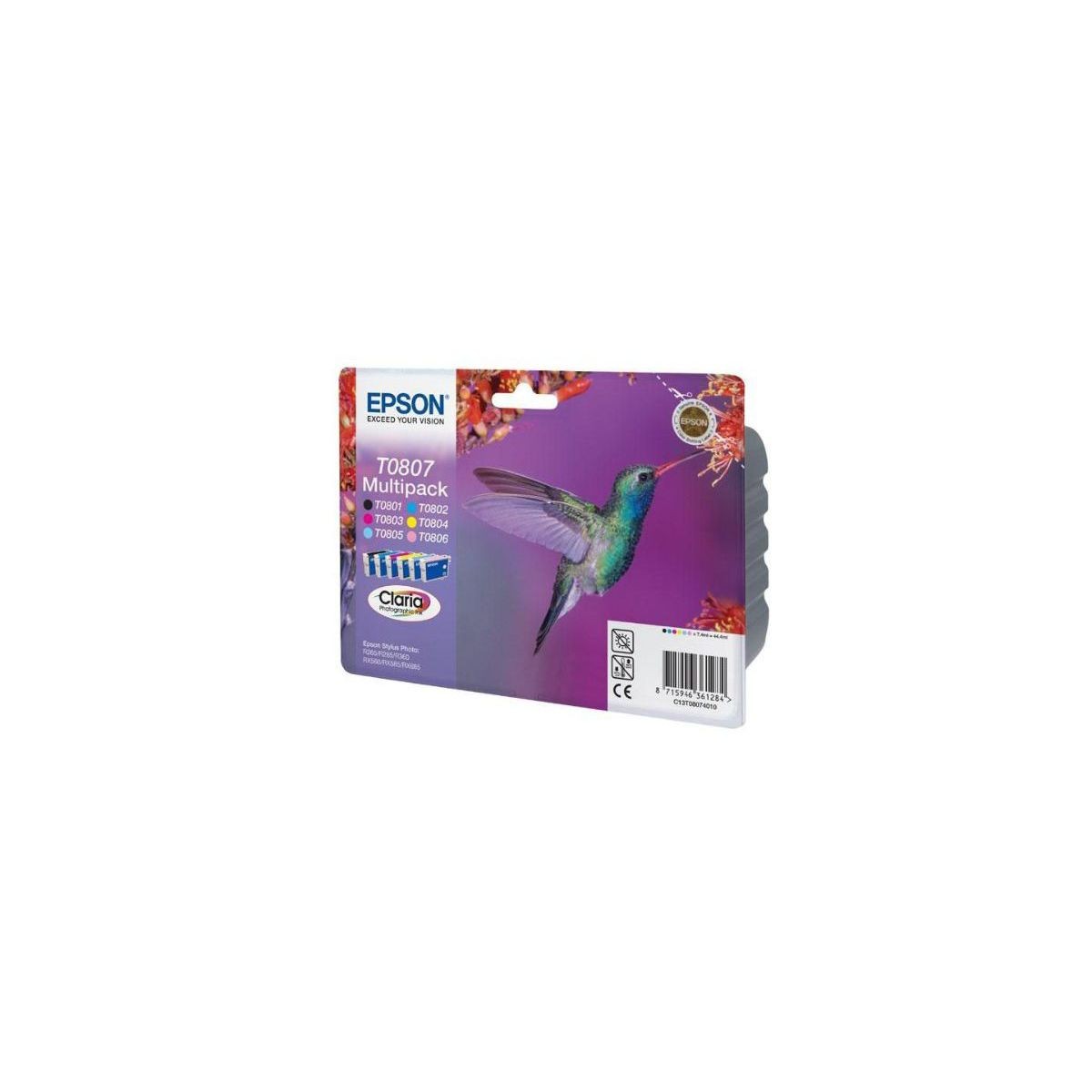 Cartouche d'encre EPSON T0807 multipack série Colibri pour imprimante Stylus