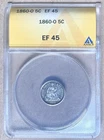 1860-O ANACS EF45 Liberty Seated Half Dime H10c - New Orleans Mint