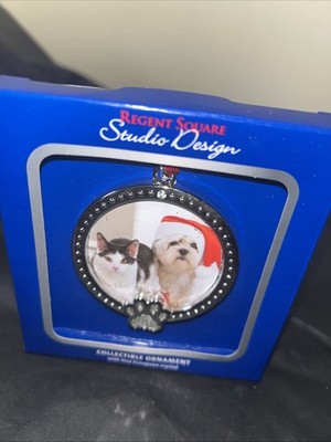Regent Square PET PAWPRINT Picture Frame Christmas Ornament w/European Crystal