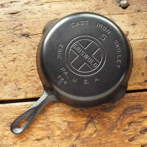 Vintage GRISWOLD Cast Iron SKILLET Frying Pan # 5 LARGE BLOCK LOGO - Ironspoon