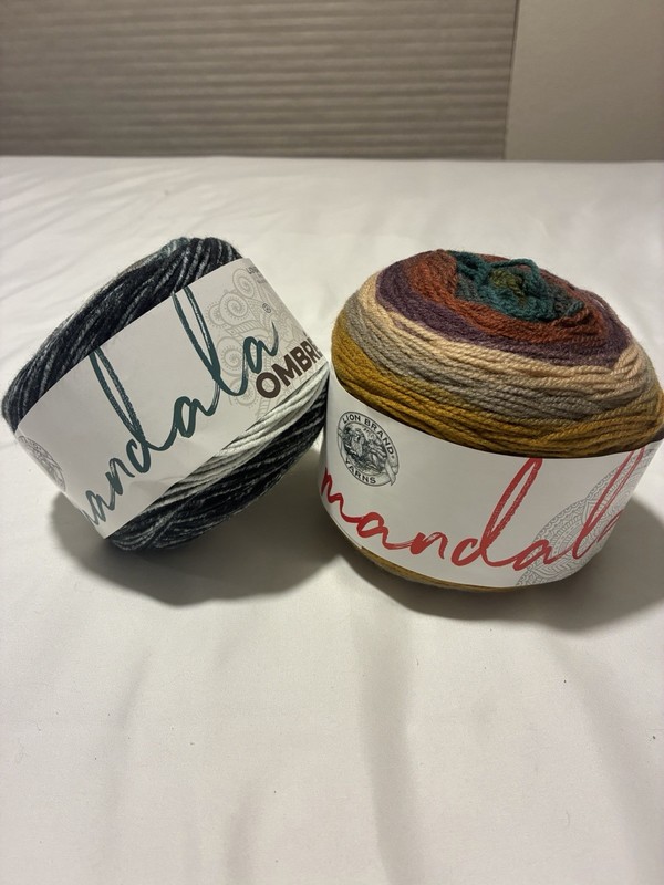 Lion Brand Mandala Ombre 525 Warlock Multicolor DK Acrylic Yarn Cake Lot of 2