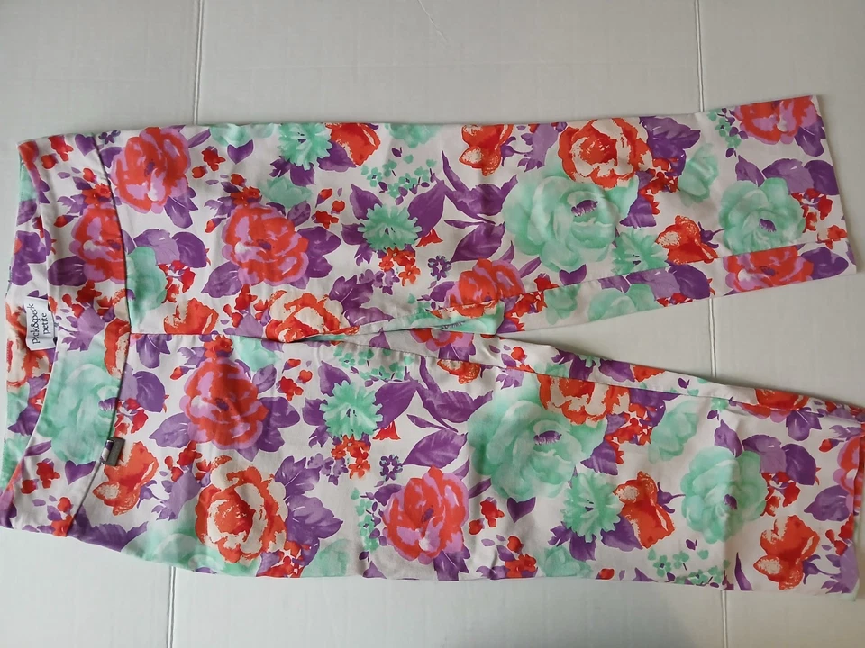 Peack&Peck Mujer Capri Talla 4P Floral Elastizado Rayón Nylon Pull-On Foto 3 de 4