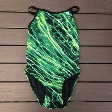 TYR Women's Green Lightning Black/green Diamondfit Swimsuit Sz 34 New Sample