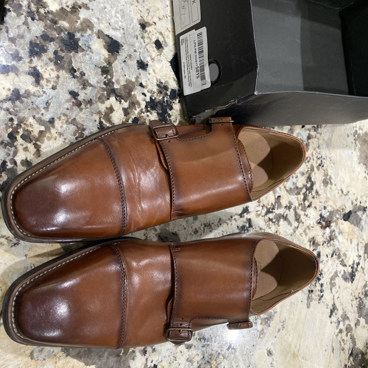 La Milano Albin Monk Strap Mens 10M Cognac Leather Cap Toe 