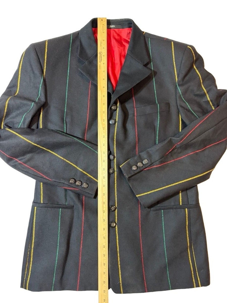 ジャケット・アウター DELADA 19AW Striped Wool Blazer Jacket Claude Montana Paris Wool Blazer Stripe Italy Size 52 Red Lining
