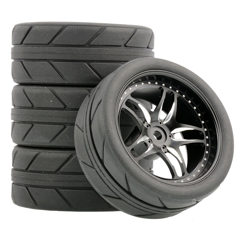 1/10 Rc Aluminium Alloy Wheels Tires Set for Tamiya tt02 tt01e Hpi Rs4 kyosho D4 - Image 2 of 4