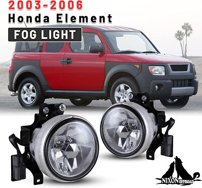 Fits 03-06 Honda Element Fog Lights Clear Glass Replace Lamps+Bulbs+Wiring Kits