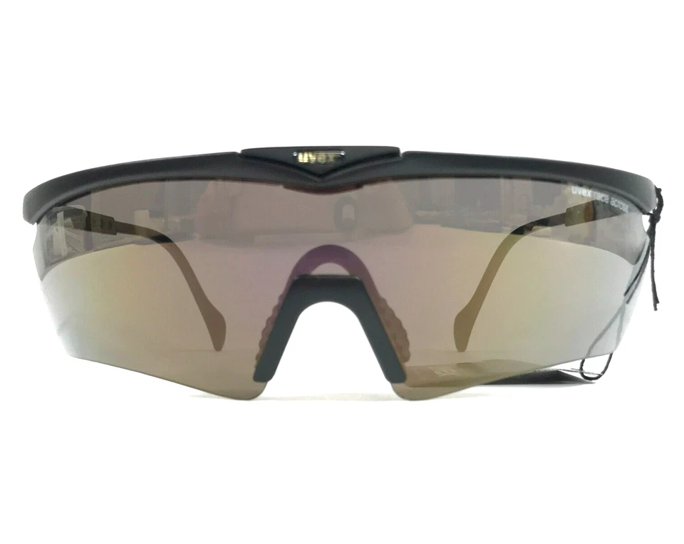 Gafas de sol Uvex vintage cara mate negro escudo monturas semi borde lentes grises Foto 2 de 4