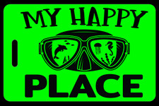Personalized Hi-Viz Green My Happy Place Luggage/Gear Bag Tag