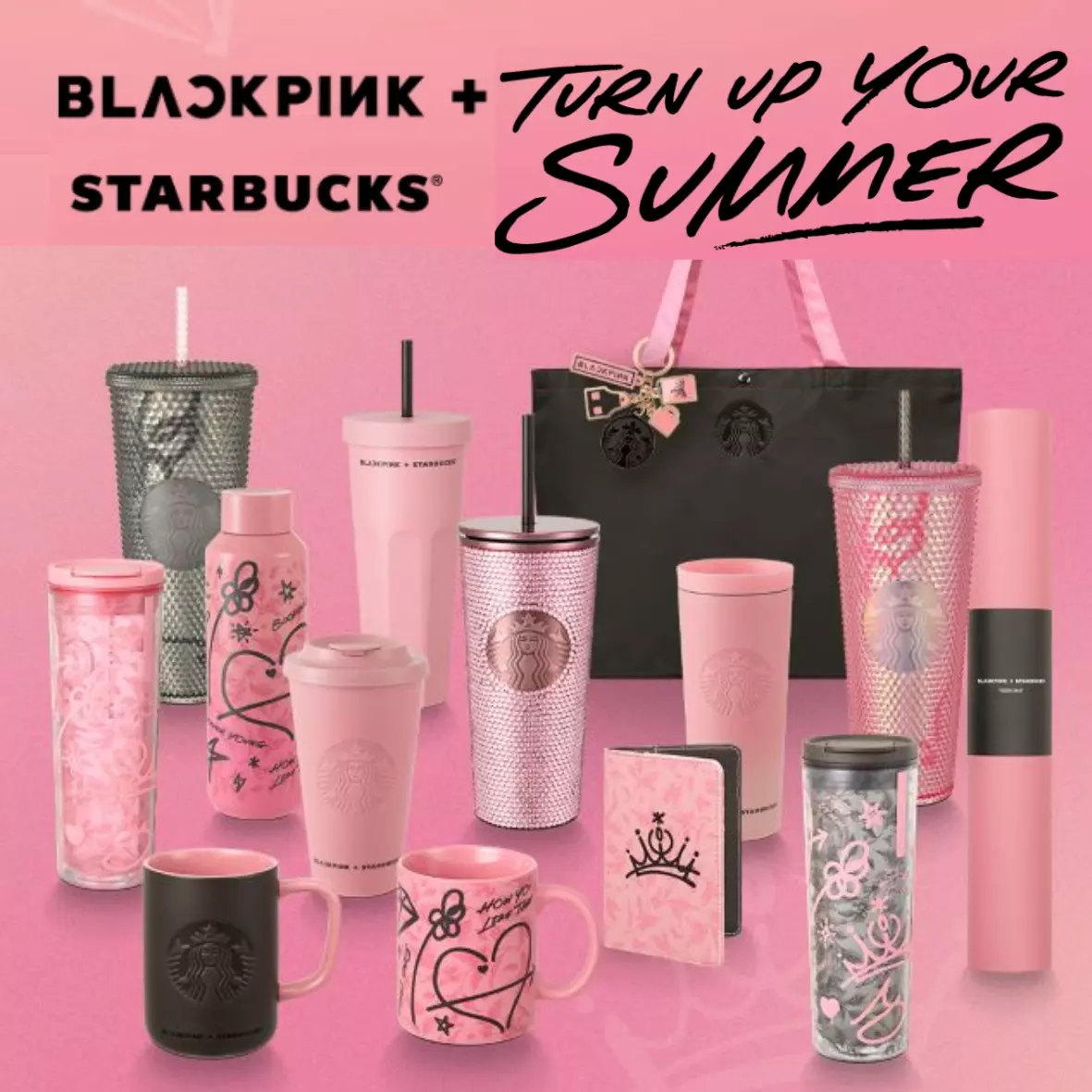 STARBUCKS BLACKPINK Official Merch Rhinestone Cold Cup Tumbler Mug