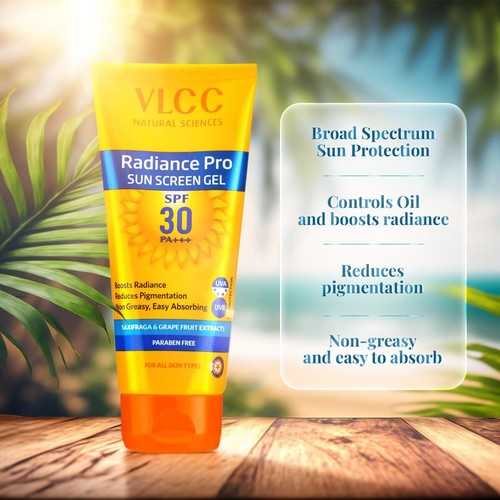 VLCC Radiance Pro SPF 30 PA+++ Sunscreen Gel -100g + 25g Extra- Sun Protection, - Picture 5 of 6