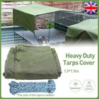 2M Army Canvas Heavy Duty Tarpaulin Cover Boat Log Store Roofing Sheet UK