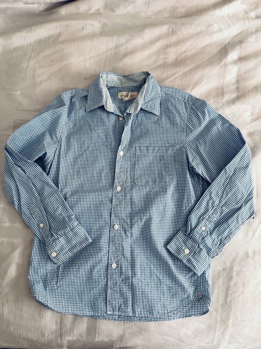 H&M Blue Cotton Checkered Button Down Size 11-12 Years Old | eBay