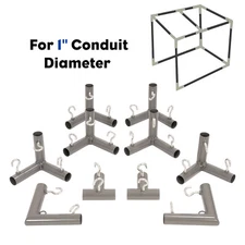 10 Pieces Gray Powder Coated 1" Golf Frame Corner Bracket Kit DIY with Eye-Bolts