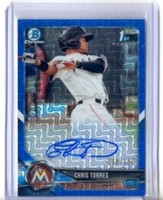 Chris Torres 2018 Bowman Chrome Blue Mojo Refractor Auto Rc #30/150 Marlins