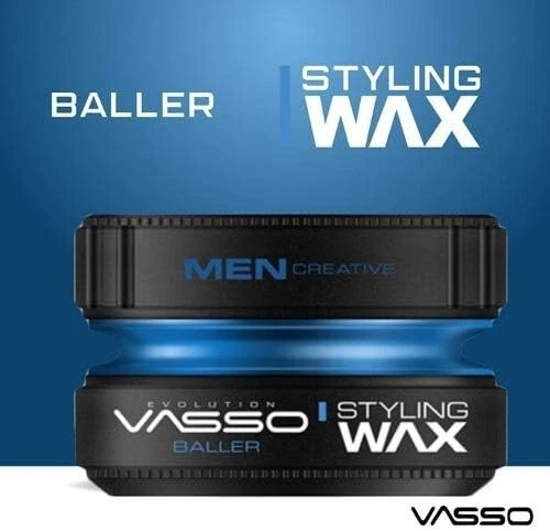 VASSO Baller Hair Styling Wax for Men - Strong Hold and High Shine - 5.27 oz