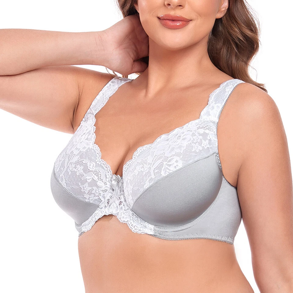 Underwire Full Coverage Bra Wide Straps Support Panel Plus Size 32-54C-F G H I J - Image 2 of 4