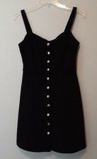 Women 205 COLLINS Faux Suede Black Dress; Snap Closure; Shoulder Straps; Size S