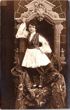 ROMANIAN GIRL IN TRADITIONAL DRESS : SOUVENIR FROM  A NIECE : RPPC : 1926